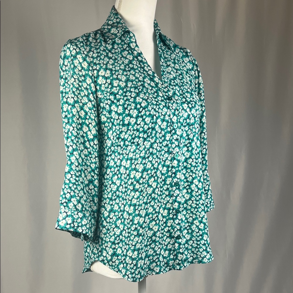 Iz Byer Teal Floral Women’s Blouse Size XS